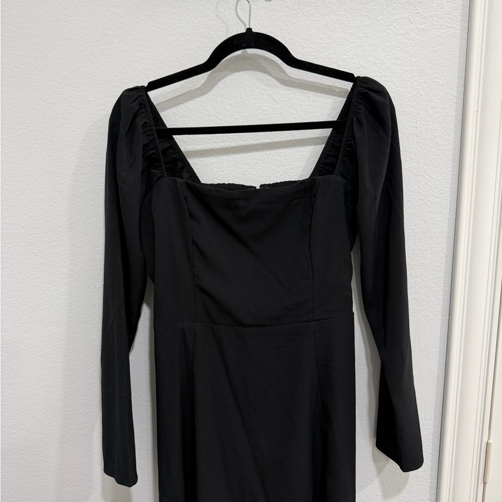 Abercrombie & Fitch Black Square-Neck Long Sleeve Dress